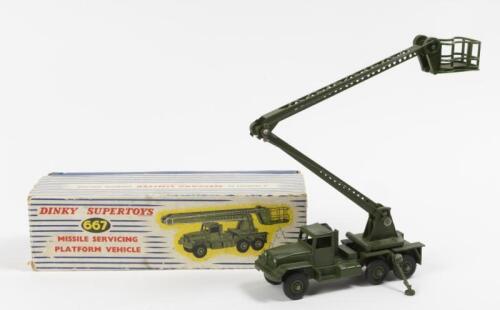 MISSILE SERVICE VEHICLE: A Dinky Supertoys No. 667 Missile Servicing Platform Vehicle, within original box made in England by Meccano Ltd