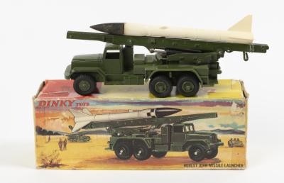 MISSILE LAUNCHER: A Dinky Supertoys No. 665 Honest John Missile Launcher, within original soft style box made in England by Meccano Ltd