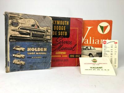 AUSTRALIAN WORKSHOP MANUALS: Three Australian Workshop Manuals. Holden FJ, Plymouth, Valiant manuals