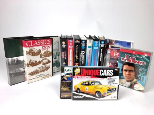 BOND/MOTOR RACING/MOTORING: A collection of video tapes and DVD's featuring James Bond movies and motor racing/motoring events