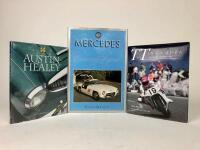 MOTOR CARS/MOTORBIKES: Three hardcover books detailing motor cars and motor bikes. Austin Healey, Mercedes-Benz books