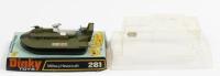 MILITARY HOVERCRAFT: A Dinky Toys No. 281 Military Hovercraft, within original plastic bubble packaging made in England by Meccano&nbsp;Ltd&nbsp;