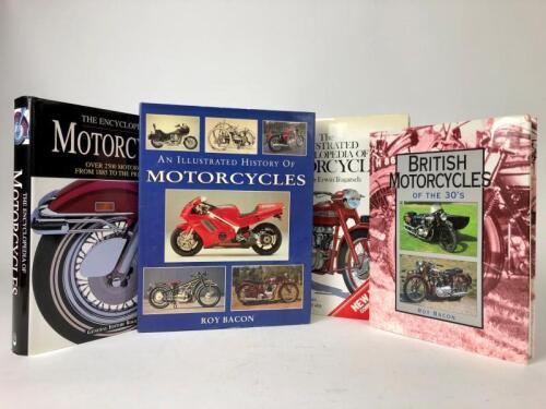 MOTORCYCLES: Four hardcover books detailing motorcycles
