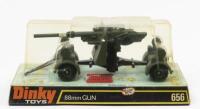 88MM GUN: A Dinky Toys No. 656 88mm Gun complete with plastic missiles in original plastic bubble packaging, made in England by Meccano Ltd