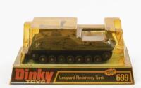 LEOPARD TANK: A Dinky Toys No. 699 Leopard Recovery Tank, within original plastic bubble packaging made in England by Meccano Ltd