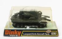 ANTI-AIRCRAFT TANK: A Dinky Toys No. 696 Leopard Anti-Aircraft Tank, within original plastic bubble packaging made in England by Meccano Ltd - 2
