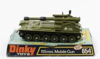 MOBILE GUN: A Dinky Toys No. 654 155mm. Mobile Gun Tank, complete with plastic missiles within original plastic bubble packaging, made in England by Meccano Ltd - 4