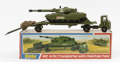 TRANSPORTER WITH TANK: A Dinky Toys No. 616 AEC Artic, Transporter With Chieftain Tank, in original box made in England by Meccano Ltd