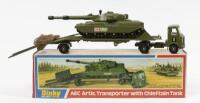 TRANSPORTER WITH TANK: A Dinky Toys No. 616 AEC Artic,&nbsp;Transporter With Chieftain Tank, in original box made in England by Meccano Ltd