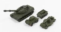 DINKY TOYS: A collection of four Dinky Toys including a Armoured Car, Leopard Tank, 162a Light Dragon Tractor, 161B Anti-Aircraft Gun on Trailer,&nbsp;made in England by Meccano Ltd