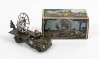 ARMY RADAR TRUCK: A Tekno No. 954 Dodge Army Radar Truck in green with star logo to side, spotlight to top and radar&nbsp;with seated figure, model in original box