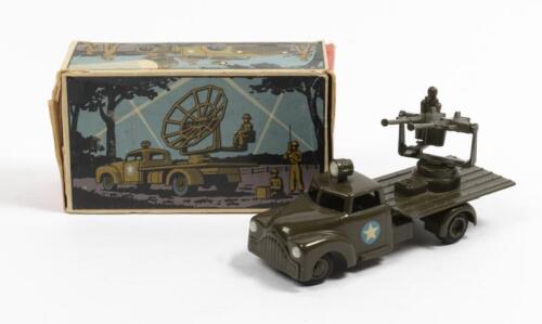 ANTI-AIRCRAFT TRUCK: A Tekno No. 953 Army Truck Anti Aircraft Dodge, complete with gunner to rear with seated figure, within original box