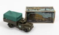 ARMY TRUCK: A Tekno No. 950 Dodge Army Truck, model in army green with aqua green fabric canopy, star logos to side, within original box