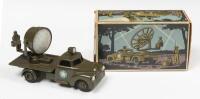 SEARCH LIGHT TRUCK: A Tekno No. 955 Army Search Light Truck in army green, complete with seated figure behind search light within original box