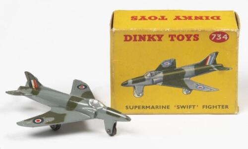 SUPERMARINE FIGHTER: A Dinky Toys No. 734 Supermarine 'Swift' Fighter, IN original box made in England by Meccano Ltd