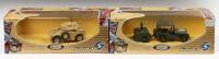 SOLIDO: Two Batailles-Battles Solido Models No. 6127 Jeep Popote and a No. 6138 Panhard Serval, in original boxes made in France