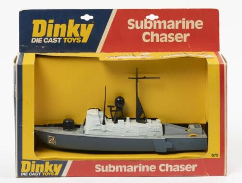 SUBMARINE CHASER: A Dinky Toys No. 673 Submarine Chaser, in original box made in England by Meccano Ltd