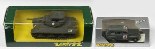 VEREM: Two Verem Military Models including a No. 9026 Destroyer Blinde and NO. 9612 Peugeot 203 Ambulance, in original boxes