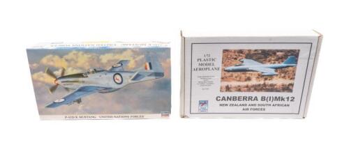 HASEGAWA/HIGH PLANES MODELS: Two Hasegawa/High Planes Model kits including a P-51D/K Mustang and a Canberra B(I)Mk12, within original packaging