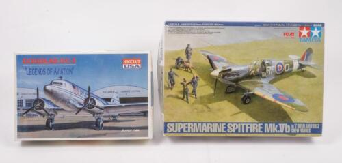 MINICRAFT USA/TAMIYA: Two Minicraft USA/Tamiya Model kits including a Douglas DC-3 and a Supermarine Spitfire Mk.Vb, within original packaging