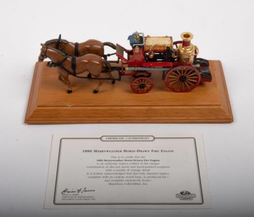 MATCHBOX: A Matchbox Collectibles 1880 Merryweather Horse-Drawn Fire Engine, within original box with certificate of authentication, model in great condition