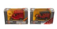 CORGI CLASSIC FORD MODEL T VANS: A pair of Corgi Classic Ford model T vans, 865/3 Kalamazoo fire dept livery, C877 GR royal mail livery, both models in original boxes&nbsp;