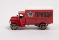 MATCHBOX POWER OF THE PRESS MACK MORRIS: A collection of two (2) Matchbox Power Of The Press trucks/vans, YPP02 1931 Morris van "London times", YPP06 1920 Mack AC "Pravda", both models still in original packaging&nbsp; - 4