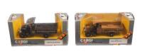 CORGI CLASSIC RENAULT THORNYCROFT TRUCKS: A pair of Corgi Classic truck models, C823 1926 Renault truck Jules Goulard livery, C820 1929 Thornycroft&nbsp;East Anglian&nbsp;Fruit Company livery, both models in original boxes, some signs of shelf wear&nbsp;