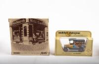 MATCHBOX YESTERYEAR FORD T SUNLIGHT FORD A MAGGI: A pair of Matchbox Models Of Yesteryear pieces, Y12 1912 Ford model T, Sunlight seife&nbsp;(soap) livery, Y22 1922 Ford model A, Maggi livery in very rare flip top box display, two very hard pieces to find in a