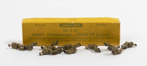 ARMY PERSONNEL: A Dinky Toys No.603 Army Personnel Private Seated figurines for use on Dinky military vehicles. Includes 11 figures
