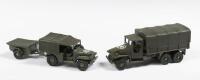 SOLIDO: Two Solido models including a GMC Army Truck and a Dodge 4x4 with trailer, made in France&nbsp;