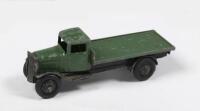DINKY TOYS OPEN BED LORRY: A Dinky Toys open bed lorry with trailer, both painted green, made in England, Liverpool, Meccano ltd&nbsp;
