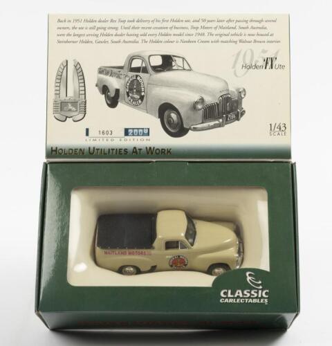 CLASSIC HOLDEN FX UTE: A Classic Carlectables Holden FX utility model, finished in the General Motors Dealers livery, a 1:43rd scale model