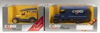CORGI CLASSIC ANNIVERSARY VANS (2): A pair of Corgi Classic anniversary vans, first one 1985 Thornycroft in blue and the second one a Ford model T in yellow, both still in original packaging&nbsp;
