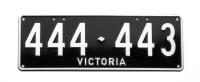 Six-Digit Victorian Custom Numeric plates '444-443', sold with rights to display [Location: Cheltenham, VIC]