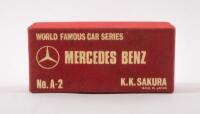 MERCEDES BENZ 220 SEDAN: A Mercedes Benz 220 sedan model car, a cream coloured sedan with blue tinted windows, product number A-2, manufactured by K.K.Sakura - 4