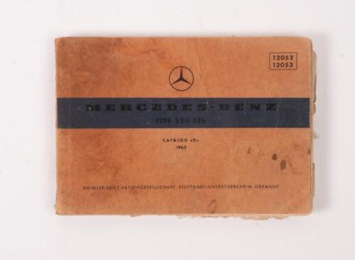 Two type 220 SEb - Sb Mercedes original German catalogs, catalog A (1959) and catalog D (1962), both water damaged, but appear complete