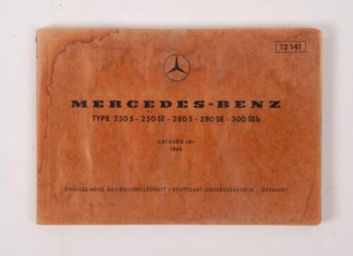 A type 250 S- 250 SE - 280S - 280 SE - 300SEb Mercedes original German catalog B (1968), comes with data card Vin 108016 22 007103, minimal water damage, appears complete