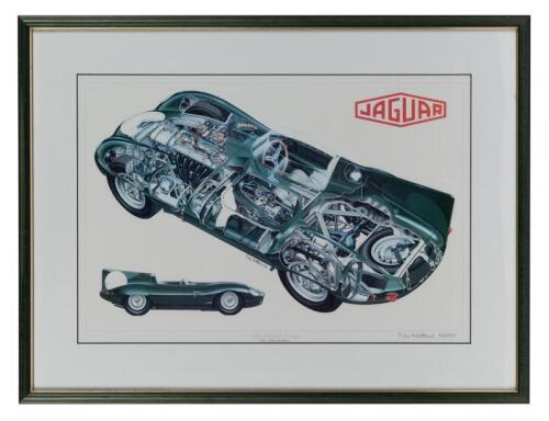 54 · A limited edition print [34/250] featuring the 1955 Jaguar D-Type in profile, signed and number by artist by artist [Location: Cheltenham, VIC]