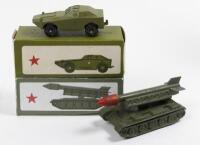 USSR: Two vintage Russian military models&nbsp;including a&nbsp;Armoured Car and a Missile Launcher, within original boxes