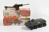 USSR: Two vintage Russian military models&nbsp;including a Armoured Carrier BTR-60PB and a ZiS-3 76mm Division Gun, within original boxes