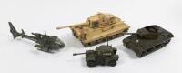 MILITARY: Four&nbsp;vintage military models from brands including&nbsp;Solido and Polistil, models&nbsp;include&nbsp;a Konigstinger, a Panhard AML H 90 F1, a Tank Destroyer M10 and a Gazelle Helicopter, without&nbsp;original boxes