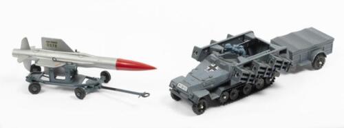 CORGI: Two Corgi Military Models including a Hanomag Sdkiz Semi-Track Rocket Launcher and a Rocket on Trailer, without original boxes