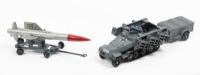 CORGI: Two Corgi&nbsp;Military&nbsp;Models including a Hanomag Sdkiz Semi-Track Rocket Launcher and a Rocket on Trailer,&nbsp;without&nbsp;original boxes