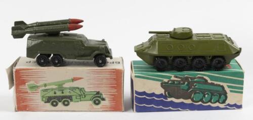 USSR: Two vintage Russian military models including a old 'Amphibious' USSR toy and a Multiple Rocket Launcher, with in original boxes