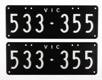 Six-Digit Victorian Custom Numeric plates '533-355', sold with rights to display [Location: Cheltenham, VIC] - 2