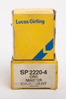 BRAKE PARTS: A group of brake parts suitable for various Aston Martin models. Brake reaction strut shims (Part No. 122105), brake booster clamps for Aston Martin DB4 & Lucas Girling, Girlock parts - 4