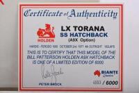 HOLDEN: A 1:18 scale BIANTE Classics Holden LX Torana SS Hatchback (A9X Option). As raced by Peter Brock at 1977 Hardie-Ferodo Bathurst. CoA signed by Peter Brock. L.E 4553/6000 - 2