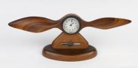 RAF: A 1940s propeller blade timber clock with mounted RAF badge