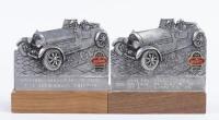 BUGATTI CLUB AUSTRALIA: Two Bugatti Club of Australia pewter trophies featuring Type 50 Bugatti form. Wangaratta 2010 & Mansfield 2016
